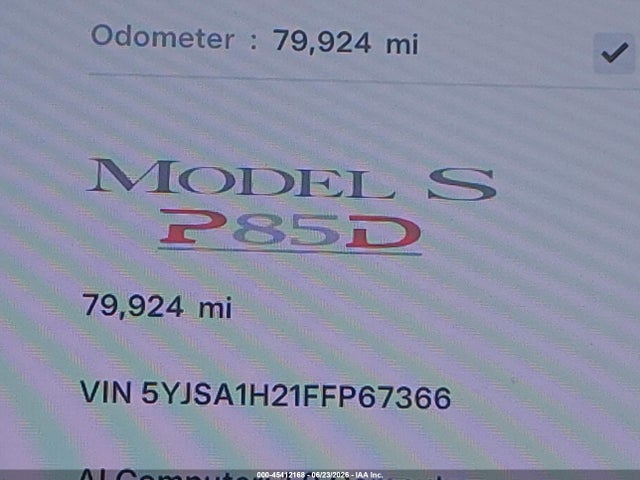 Tesla Model S 70d/85d/p85d 2015 5YJSA1H21FFP67366 Image 16