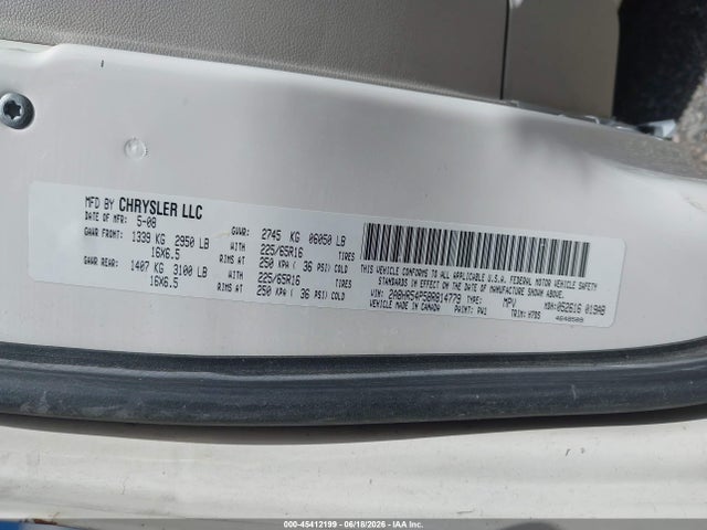 Продаж на аукціоні авто 2008 Chrysler Town & Country Touring, vin: 2A8HR54P58R814779, номер лоту: 45412199