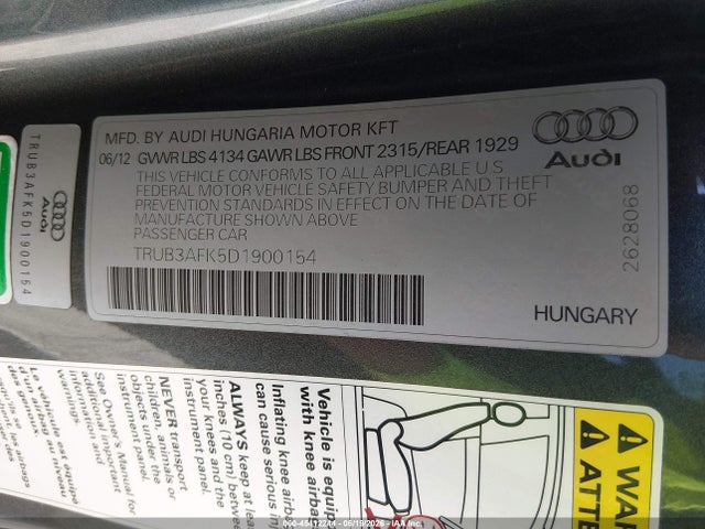 Продажа на аукционе авто 2013 Audi Tt Rs 2.5, vin: TRUB3AFK5D1900154, номер лота: 45412244