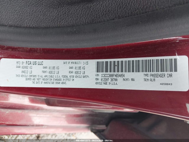 45412273 :رقم المزاد ، 1C3CCCBB8FN654054 vin ، 2015 Chrysler 200 S مزاد بيع