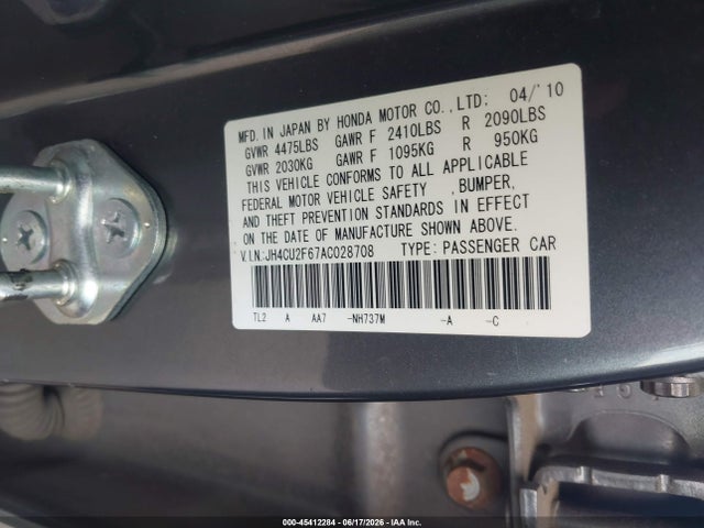 Aukcja sprzedaży 2010 Acura Tsx 2.4, vin: JH4CU2F67AC028708, numer aukcji: 45412284