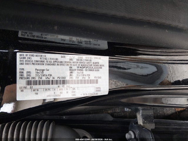 Продаж на аукціоні авто 2018 Ford Focus Se, vin: 1FADP3F23JL222206, номер лоту: 45412299