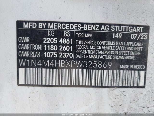 45412305 :رقم المزاد ، W1N4M4HBXPW325869 vin ، 2023 Mercedes-benz Glb 250 4matic مزاد بيع