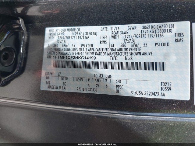 Ford F-150 Xl 2017 1FTMF1CF2HKC14199 Image 9
