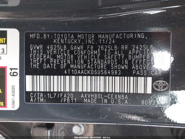 Toyota CAMRY LE 2025 4T1DAACK0SU564983 Image 9
