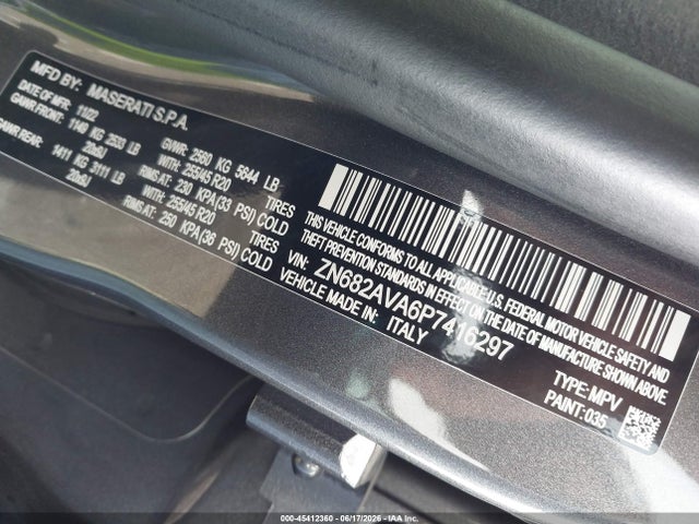 Продаж на аукціоні авто 2023 Maserati Grecale Gt, vin: ZN682AVA6P7416297, номер лоту: 45412360