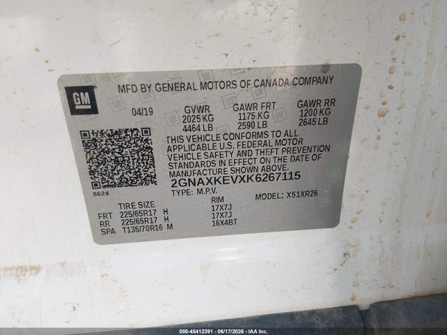 Chevrolet EQUINOX LT 2019 2GNAXKEVXK6267115 Image 9