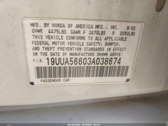 Продажа на аукционе авто 2003 Acura Tl 3.2, vin: 19UUA56603A038674, номер лота: 45412453