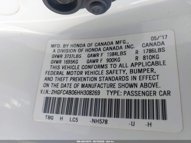 Honda Civic Lx-p 2017 2HGFC4B06HH308269 Image 9