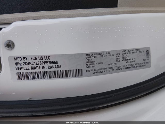 2C4RC1L78PR575668 Chrysler Pacifica Hybrid Touring L