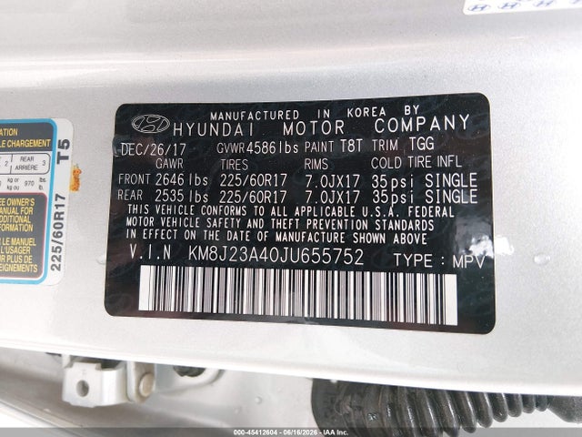 Hyundai TUCSON SE 2018 KM8J23A40JU655752 Image 9