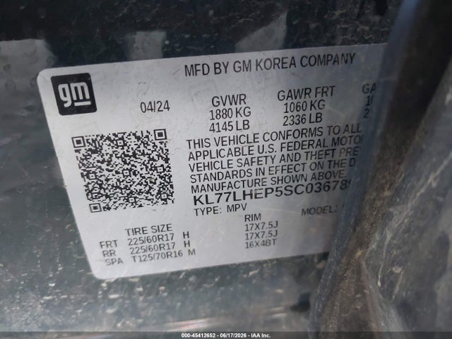 Продаж на аукціоні авто 2025 Chevrolet Trax Fwd Lt, vin: KL77LHEP5SC036789, номер лоту: 45412652