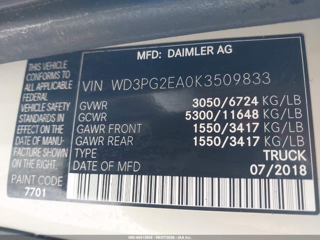Mercedes-Benz Metris 2019 WD3PG2EA0K3509833 Image 9