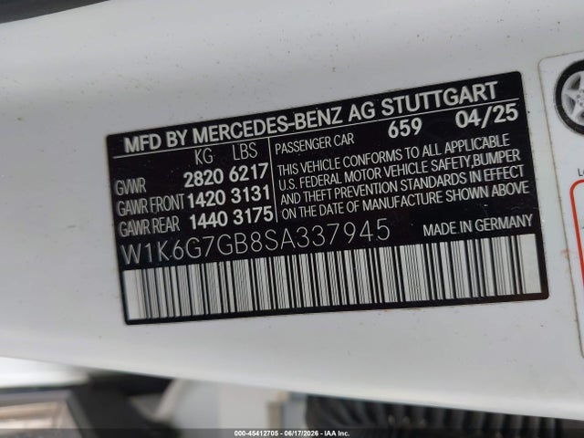 W1K6G7GB8SA337945 Mercedes-Benz S 580 4matic