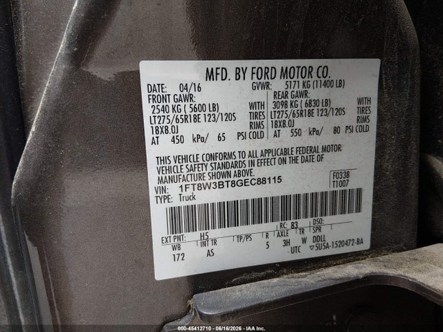 1FT8W3BT8GEC88115 Ford F-350 Lariat/xl/xlt