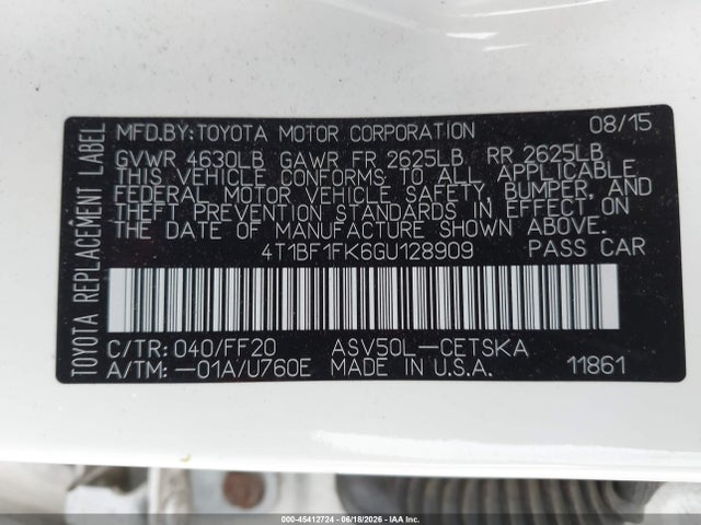 Toyota CAMRY SE 2016 4T1BF1FK6GU128909 Image 9