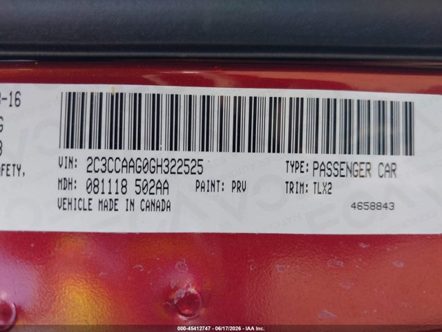 45412747 :رقم المزاد ، 2C3CCAAG0GH322525 vin ، 2016 Chrysler 300 Limited مزاد بيع