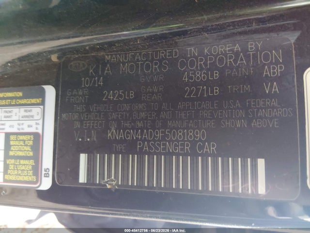 KIA Optima Hybrid Ex 2015 KNAGN4AD9F5081890 Image 9