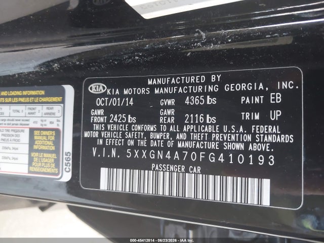 Продаж на аукціоні авто 2015 Kia Optima Ex, vin: 5XXGN4A70FG410193, номер лоту: 45412814