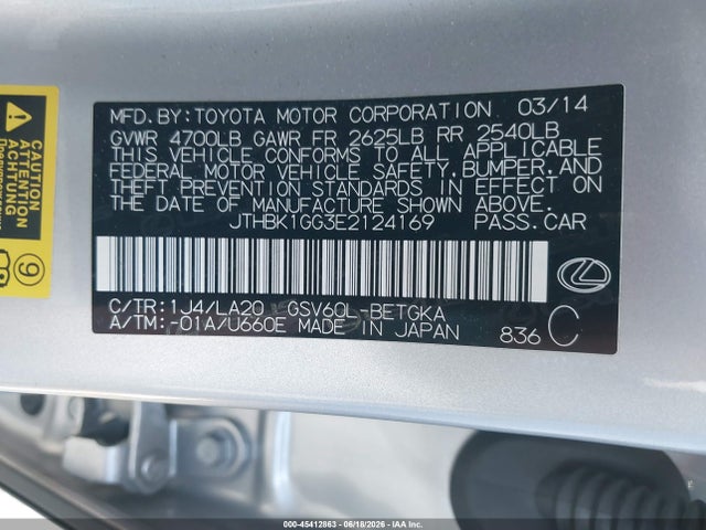 Lexus ES 350 2014 JTHBK1GG3E2124169 Image 9