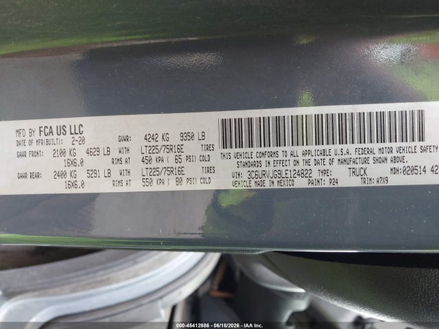 3C6URVJG9LE124822 RAM Promaster 3500 Cargo Van High Roof 159 Wb Ext