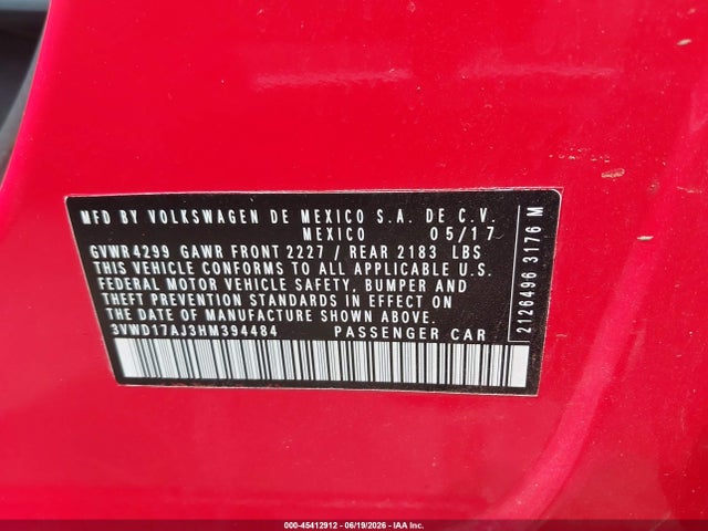 3VWD17AJ3HM394484 Volkswagen Jetta 1.8t Sport
