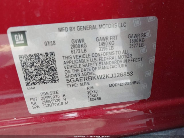Продажа на аукционе авто 2019 Buick Enclave Fwd Essence, vin: 5GAERBKW2KJ126853, номер лота: 45412933