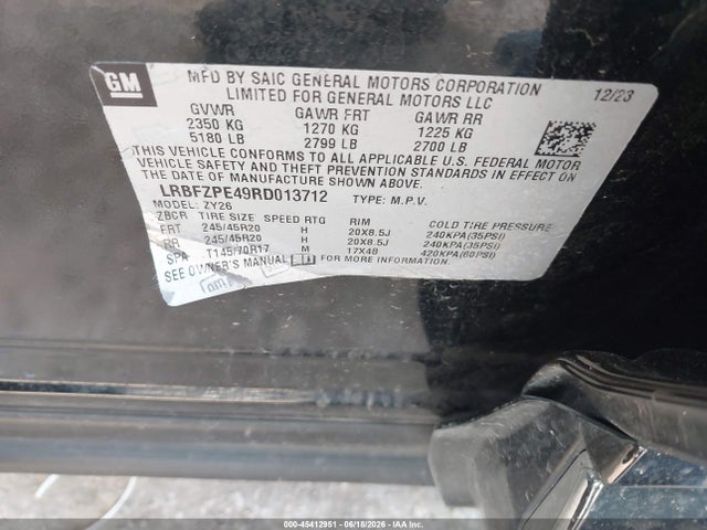 2024 Buick Envision Sport Touring Awd მანქანა იყიდება აუქციონზე, vin: LRBFZPE49RD013712, აუქციონის ნომერი: 45412951