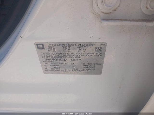 2GNFLFEK3G6321294 Chevrolet EQUINOX LT