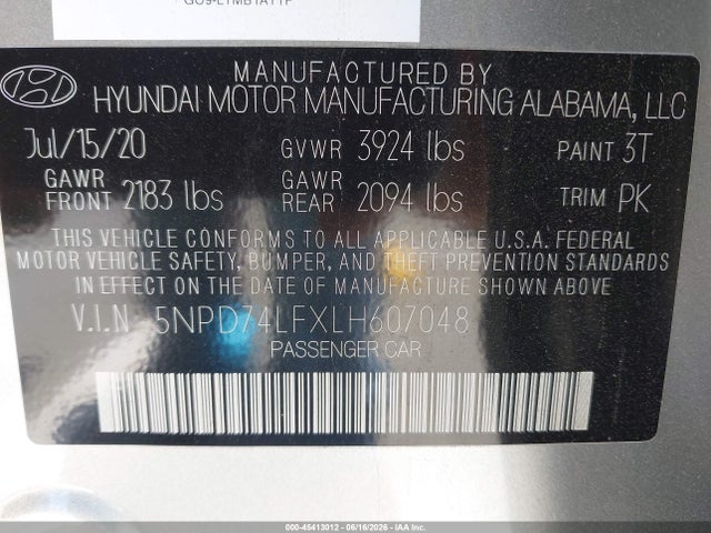 Hyundai ELANTRA SE 2020 5NPD74LFXLH607048 Image 9