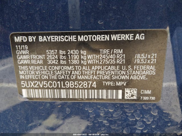 BMW X4 M40i 2020 5UX2V5C01L9B52874 Image 9