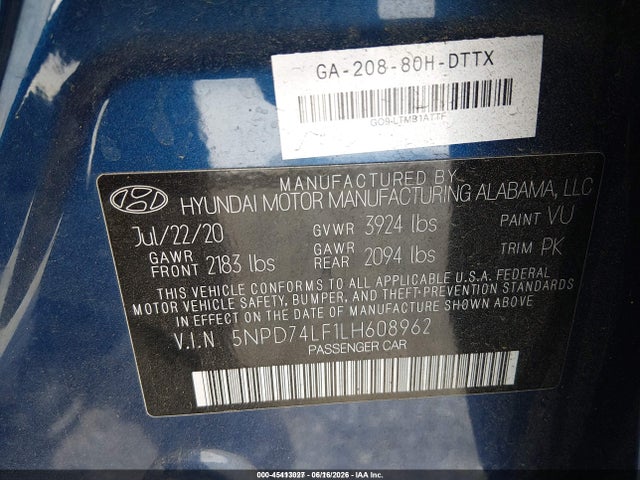 Hyundai ELANTRA SE 2020 5NPD74LF1LH608962 Image 9
