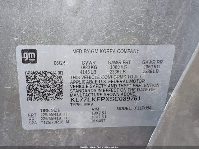 45413164 :رقم المزاد ، KL77LKEPXSC089761 vin ، 2025 Chevrolet Trax Fwd Activ مزاد بيع