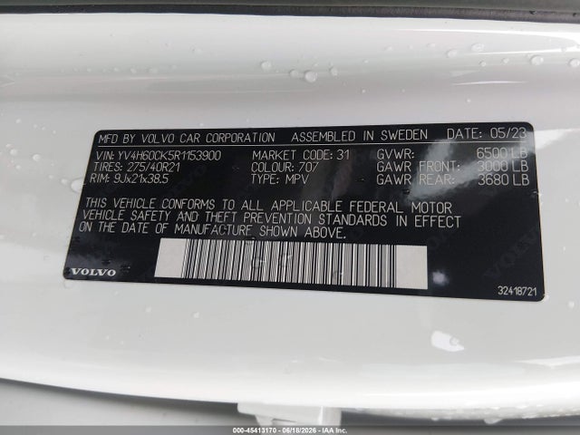 2024 Volvo Xc90 Recharge Plug-in Hybrid T8 Core Bright Theme მანქანა იყიდება აუქციონზე, vin: YV4H60CK5R1153900, აუქციონის ნომერი: 45413170