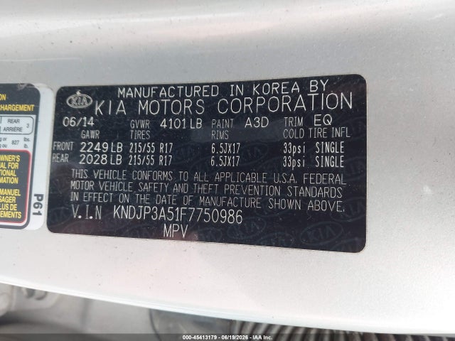 KIA SOUL + 2015 KNDJP3A51F7750986 Image 9