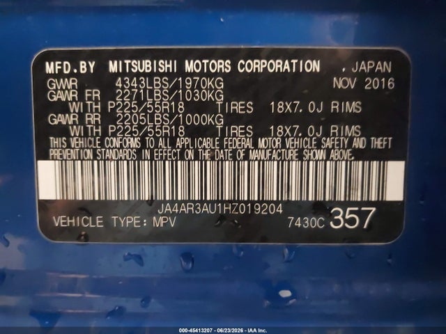 Продажа на аукционе авто 2017 Mitsubishi Outlander Sport 2.0 Le, vin: JA4AR3AU1HZ019204, номер лота: 45413207