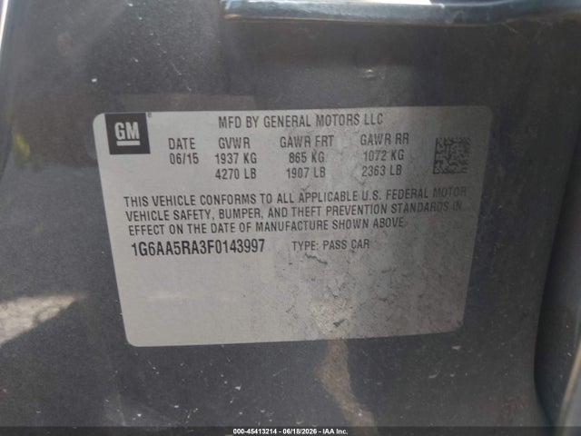 Продаж на аукціоні авто 2015 Cadillac Ats Standard, vin: 1G6AA5RA3F0143997, номер лоту: 45413214