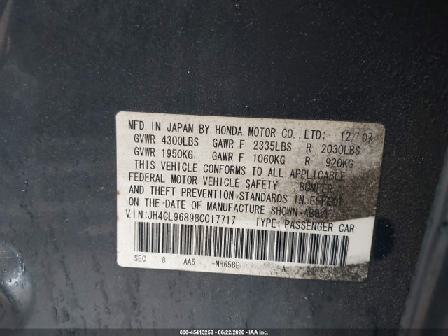 Продаж на аукціоні авто 2008 Acura Tsx, vin: JH4CL96898C017717, номер лоту: 45413259