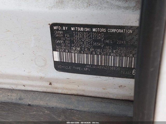 Продаж на аукціоні авто 2022 Mitsubishi Outlander Sel 2.5 S-awc, vin: JA4J4VA8XNZ036835, номер лоту: 45413280
