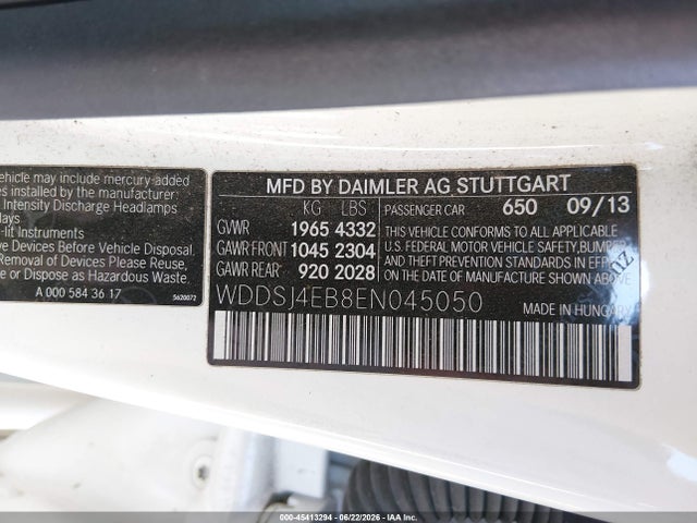 WDDSJ4EB8EN045050 Mercedes-Benz CLA 250