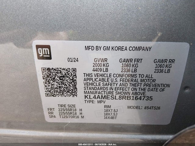 Продажа на аукционе авто 2024 Buick Encore Gx Sport Touring Awd, vin: KL4AMESL8RB164735, номер лота: 45413311