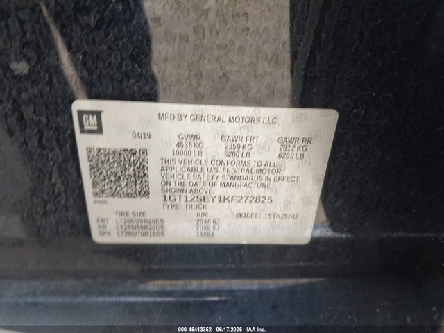 Aukcja sprzedaży 2019 Gmc Sierra 2500hd Denali, vin: 1GT12SEY1KF272825, numer aukcji: 45413352