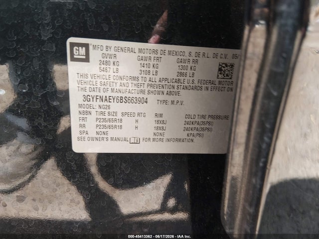 2011 Cadillac Srx Luxury Collection მანქანა იყიდება აუქციონზე, vin: 3GYFNAEY6BS663904, აუქციონის ნომერი: 45413362
