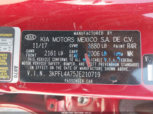 Auction sale of the 2018 Kia Forte S, vin: 3KPFL4A75JE210719, lot number: 45413365