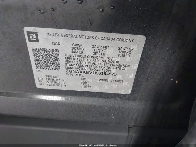 Chevrolet EQUINOX LT 2019 2GNAXKEV1K6184575 Image 9