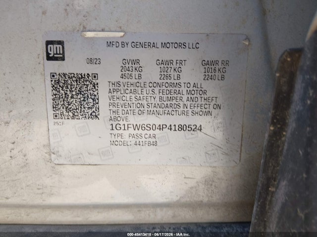2023 Chevrolet Bolt Ev Fwd 1lt მანქანა იყიდება აუქციონზე, vin: 1G1FW6S04P4180524, აუქციონის ნომერი: 45413418