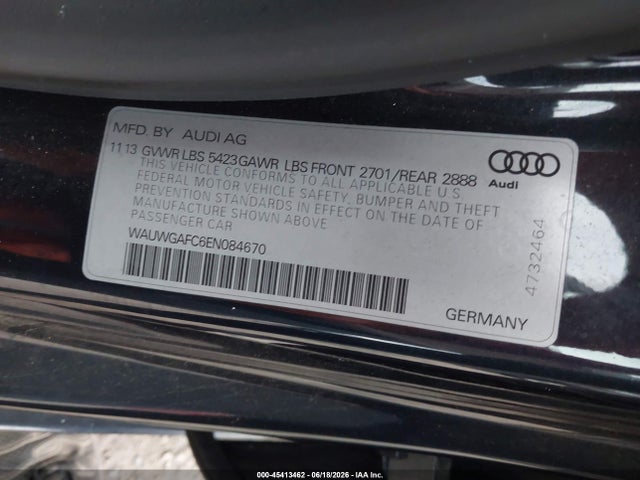 WAUWGAFC6EN084670 Audi A7 3.0t Premium Plus