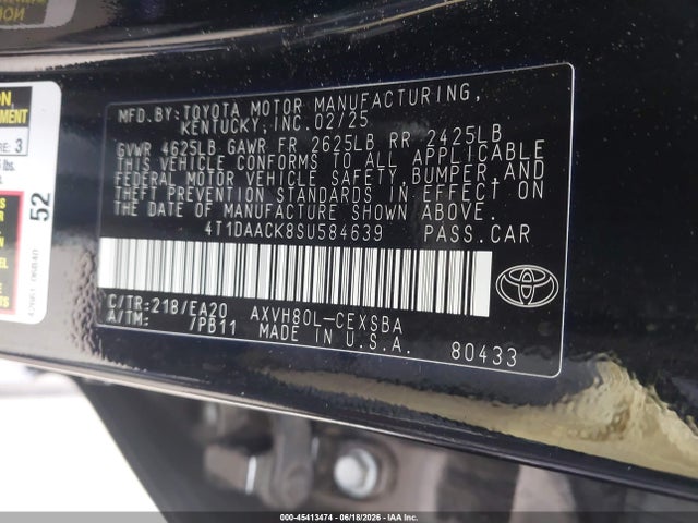 Продажа на аукционе авто 2025 Toyota Camry Se, vin: 4T1DAACK8SU584639, номер лота: 45413474