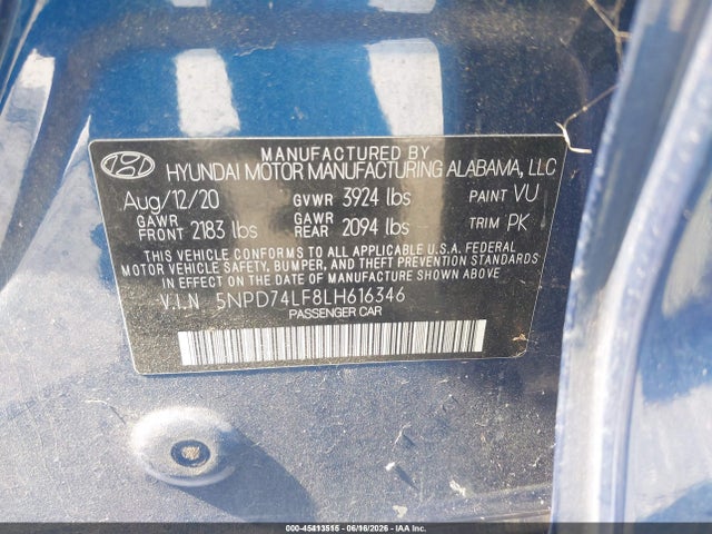 Hyundai ELANTRA SE 2020 5NPD74LF8LH616346 Image 9