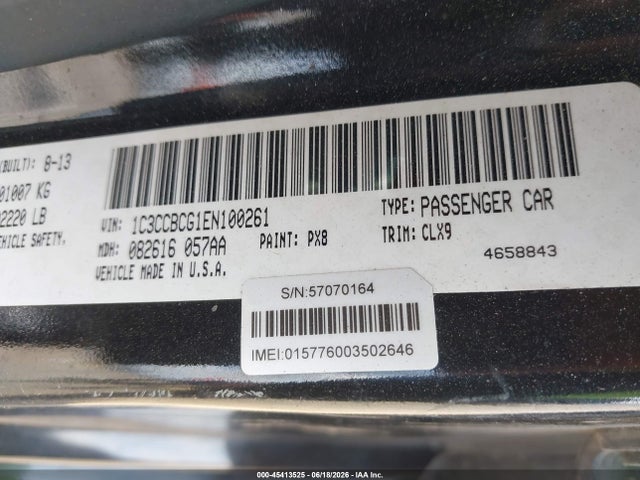 45413525 :رقم المزاد ، 1C3CCBCG1EN100261 vin ، 2014 Chrysler 200 Limited مزاد بيع